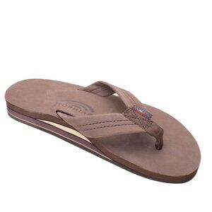 Rainbow Sandals Men's Leather Double Layer Wide Strap Leather Flip Flop - Espres
